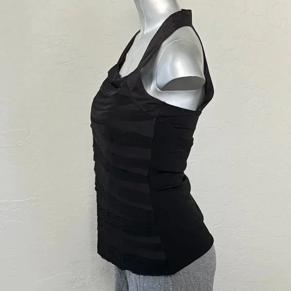 WHBM Black Tiered Halter Top - Picture 3 of 11